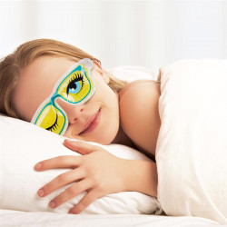 Grossiste. Masque relaxant pour yeux modèle « lunettes fun » jaune