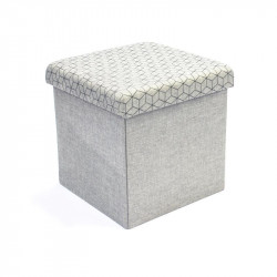 Grossiste et fournisseur. Coffre rangement pouf pliable gris motif noir