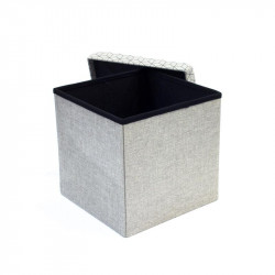 Grossiste et fournisseur. Coffre rangement pouf pliable gris motif noir