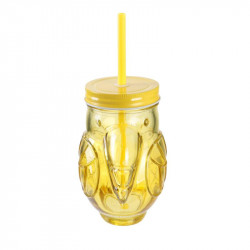 Grossiste. Mason jar exotique spécial toucan de 45 cl jaune.