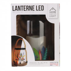 Grossiste. Lanterne en verre avec bougie à LED au design exotique zèbre