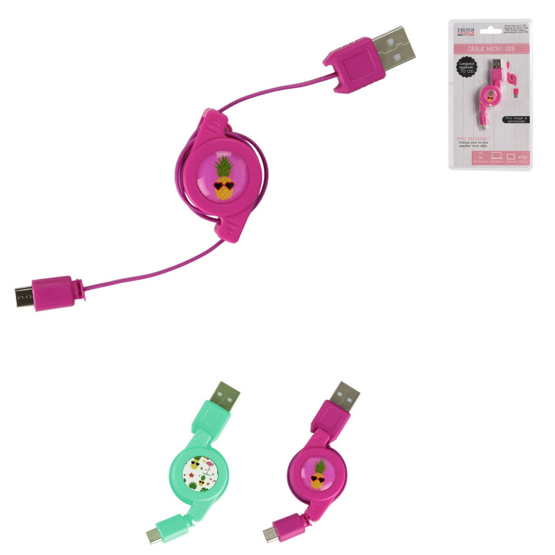 Grossiste Câble retractable micro USB rose Grossiste Câble retractable micro USB rose