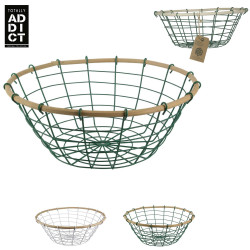 Bamboo and metal fruit basket