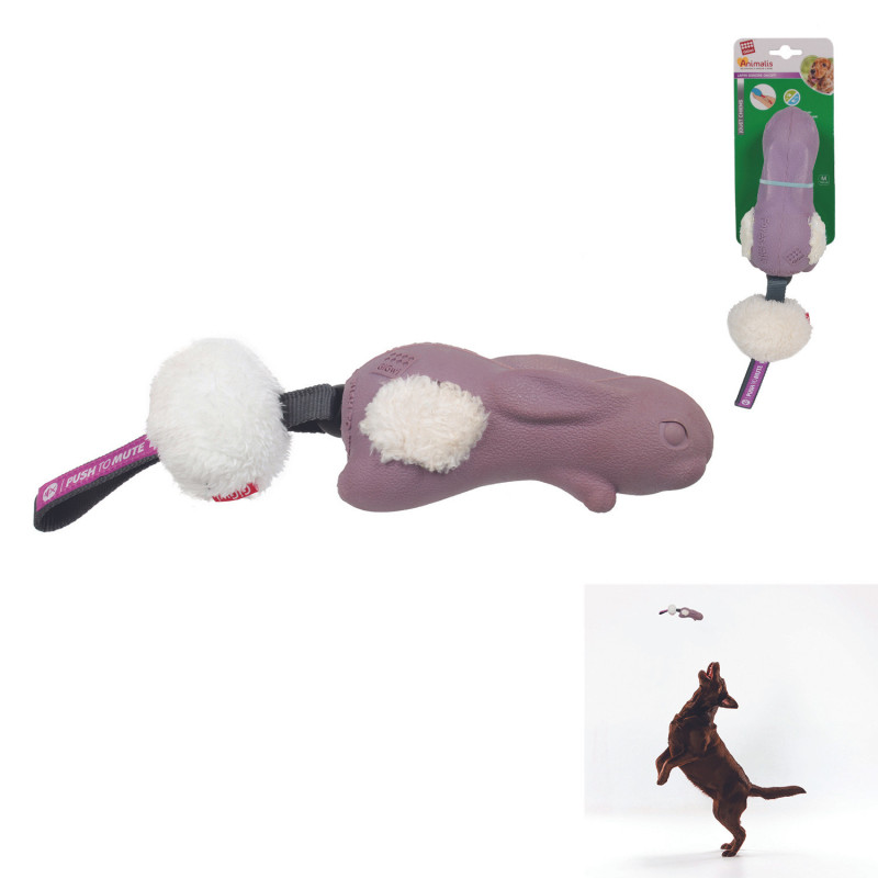 Grossiste Jouet en forme de lapin sonore avec pompom violet