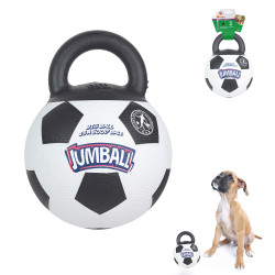 Grossiste Ballon de foot blanc et noir avec poignée pour chien