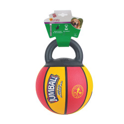 Grossiste Ballon de basket jaune et rouge avec poignée pour chien