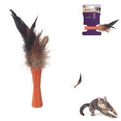 Grossiste jouet stick orange à plumes pour chat