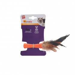 Grossiste jouet stick orange à plumes pour chat