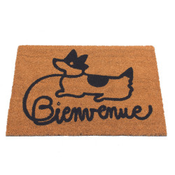 Grossiste paillasson coco illustration chien "Bienvenue"