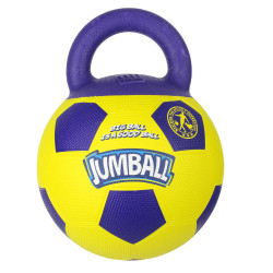 Grossiste Ballon de foot jaune et violet avec poignée pour chien