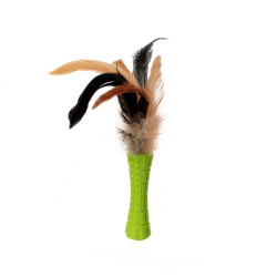 Grossiste jouet stick vert à plumes pour chat