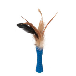 Grossiste jouet stick bleu à plumes pour chat