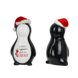 Grossiste tirelire en forme de pingouin de Noël en céramique 15x9x9cm