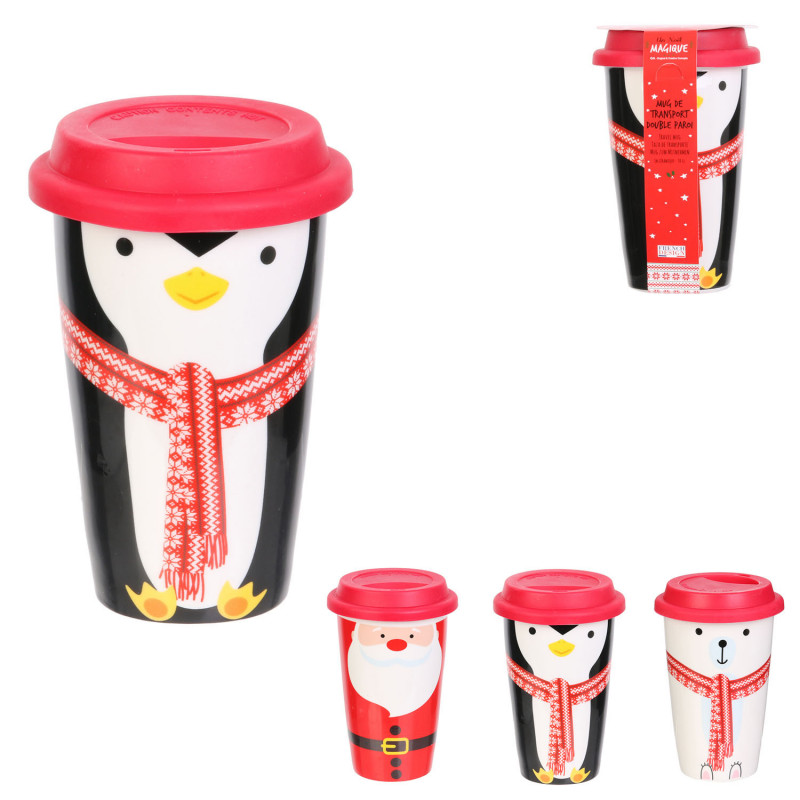 Grossiste mug de transport double paroi spécial Noël de 325ml