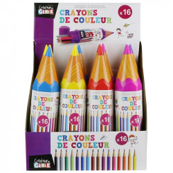 Grossiste et fournisseur. Boîte de 16 crayons de couleur en forme de crayon géant