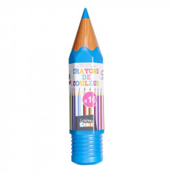 Grossiste et fournisseur. Boîte de 16 crayons de couleur en forme de crayon géant bleu