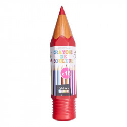 Grossiste et fournisseur. Boîte de 16 crayons de couleur en forme de crayon géant rouge