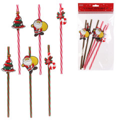 Grossiste paille réutilisable de Noël x6