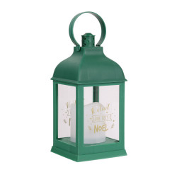 Grossiste lanterne à bougie LED verte de Noël 24cm