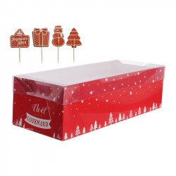 Grossiste boîte à bûche de Noël 30cm rouge avec pics décoratifs